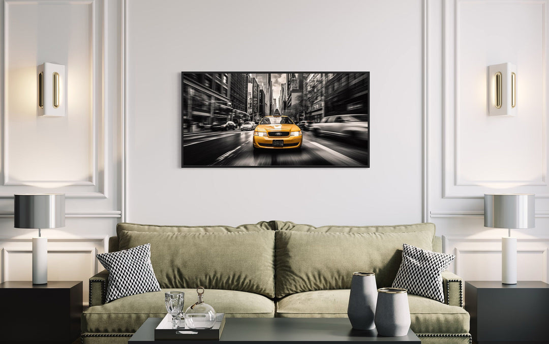 New York City Yellow Taxi Photography Style Canvas Wall Art