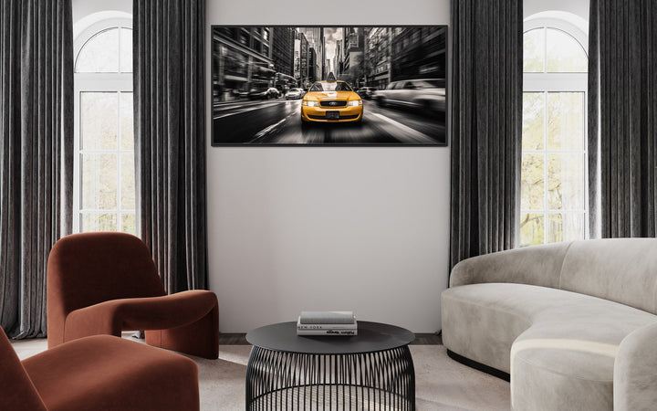 New York City Yellow Taxi Photography Style Canvas Wall Art