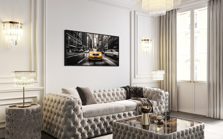 New York City Yellow Taxi Photography Style Canvas Wall Art