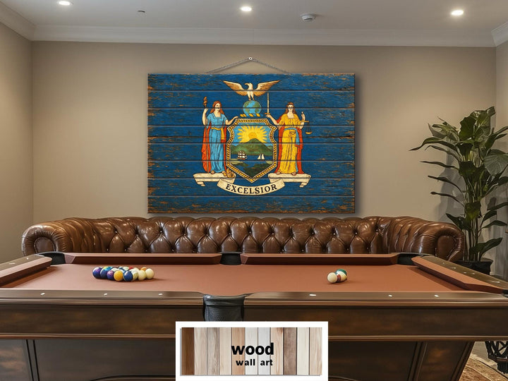 New York Flag Distressed Wood Wall Art
