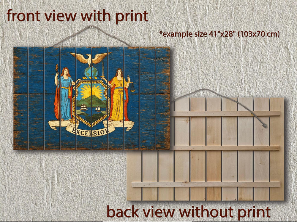 New York Flag Distressed Wood Wall Art