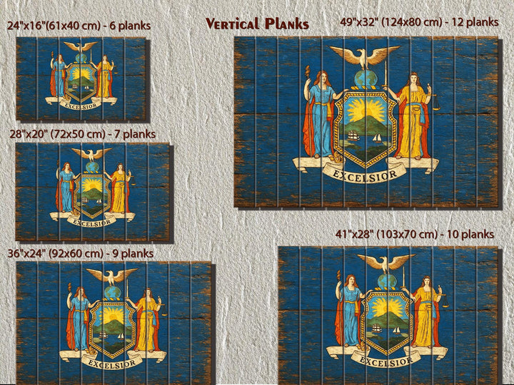New York Flag Distressed Wood Wall Art