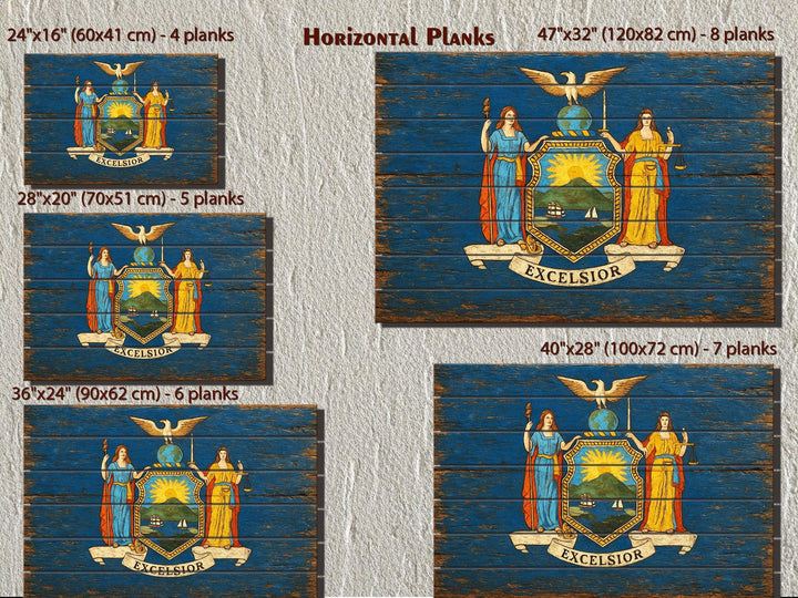 New York Flag Distressed Wood Wall Art