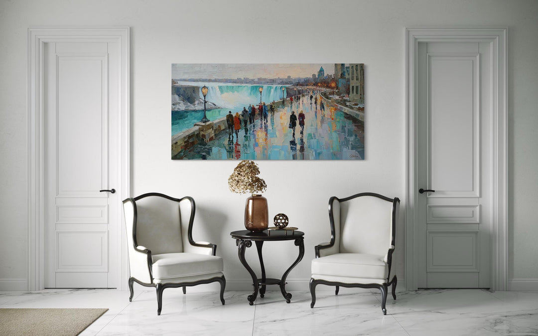 Niagara Falls Impressionist Cityscape Canvas Wall Art