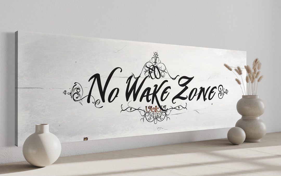 No Wake Zone Long Narrow Over Bed Framed Canvas Wall Art