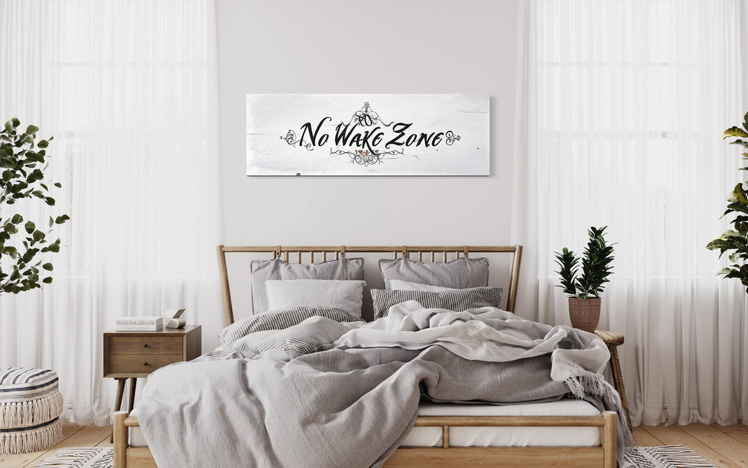 No Wake Zone Long Narrow Over Bed Framed Canvas Wall Art