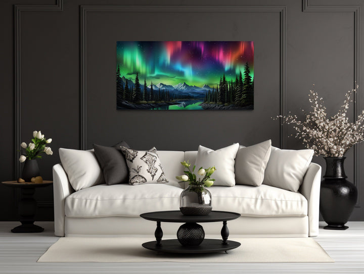 Northern Lights Over Arctic Mountains Framed Canvas Wall Art