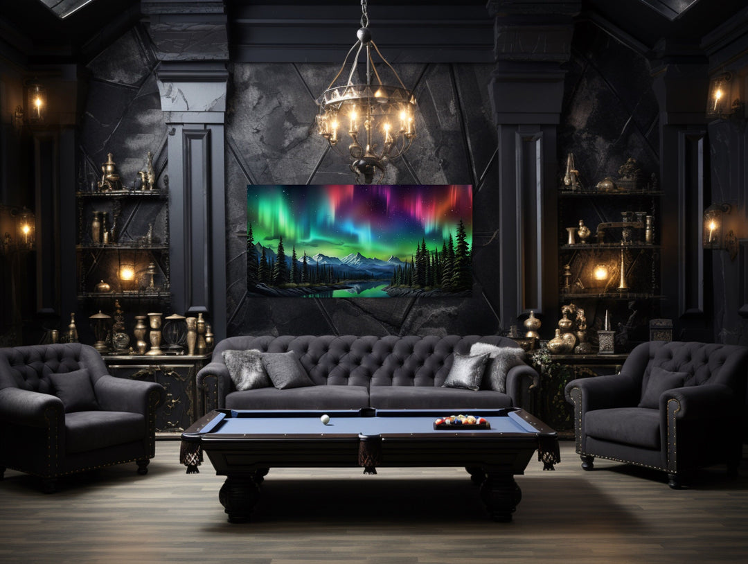 Northern Lights Over Arctic Mountains Framed Canvas Wall Art