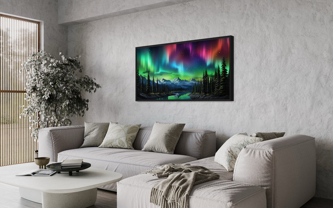 Northern Lights Over Arctic Mountains Framed Canvas Wall Art