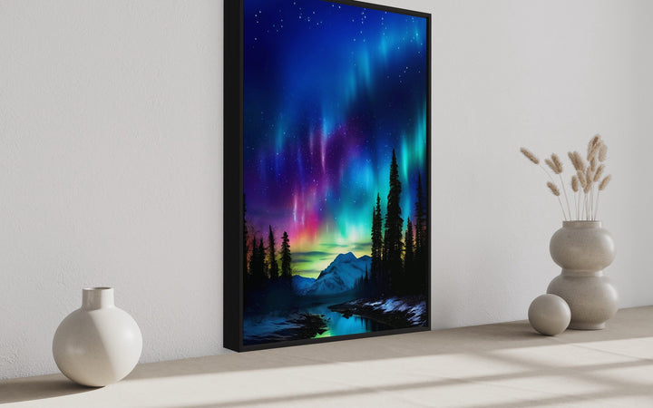 Northern Lights Stunning Aurora Borealis Framed Canvas Wall Art