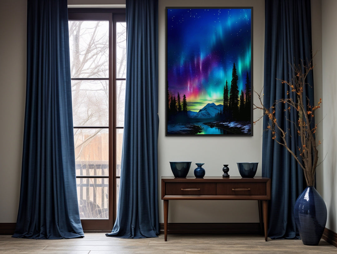 Northern Lights Stunning Aurora Borealis Framed Canvas Wall Art