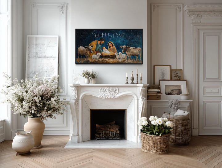 O Holy Night Christmas Nativity Framed Canvas Wall Art