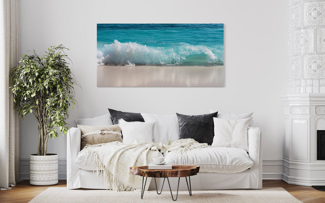 Ocean Wave Photography Coastal Framed Canvas Wall Art