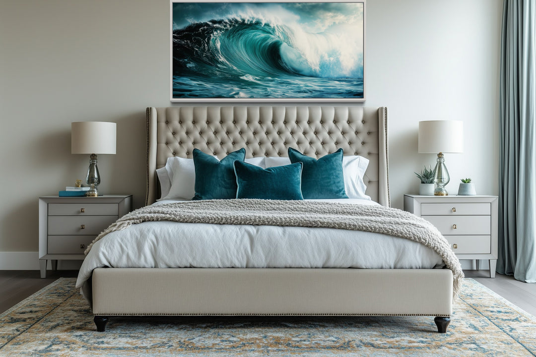 Ocean Wave Photography Framed Canvas Wall Art