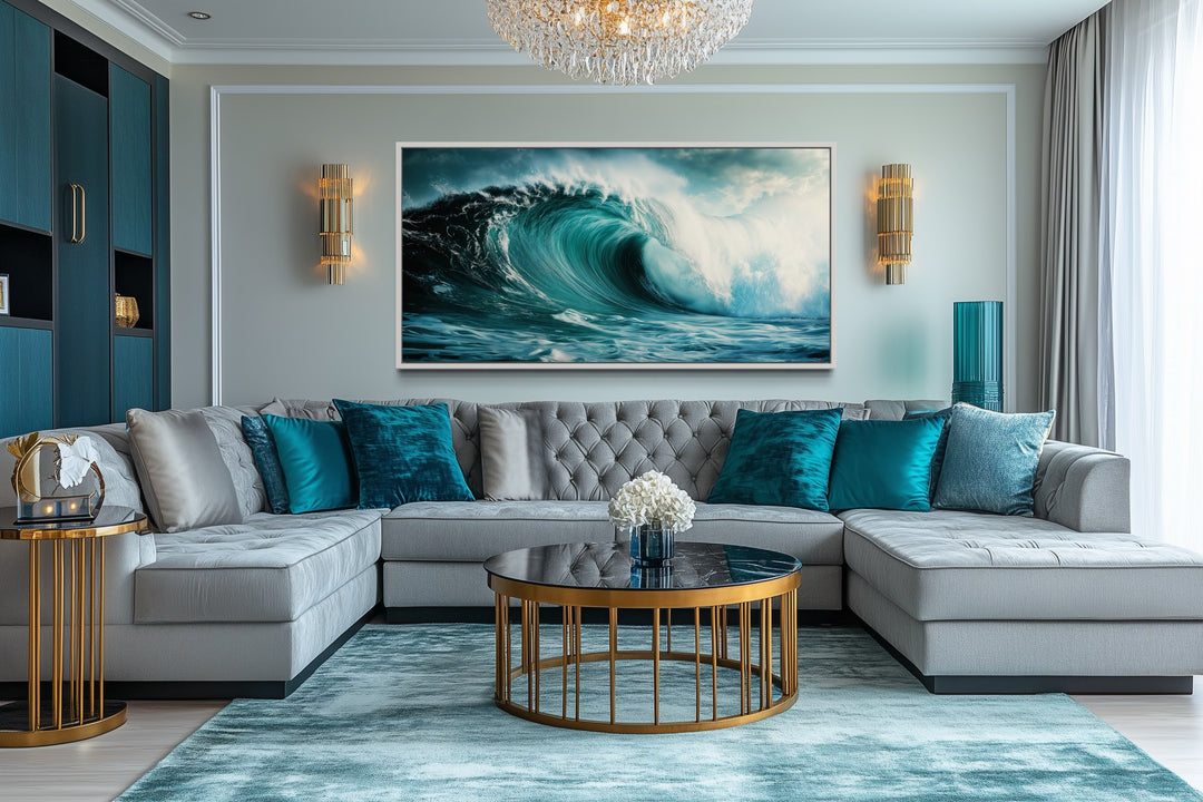 Ocean Wave Photography Framed Canvas Wall Art