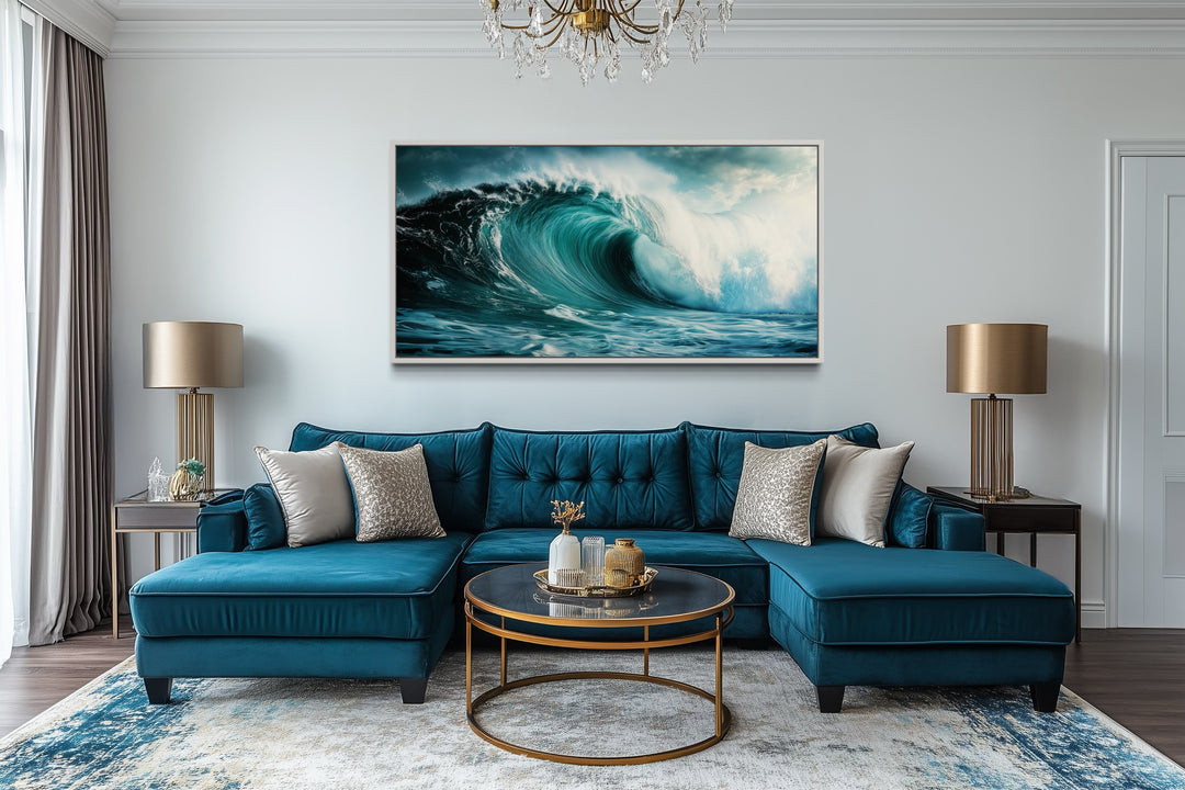 Ocean Wave Photography Framed Canvas Wall Art