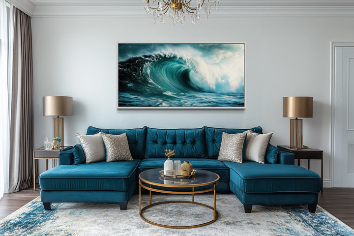 Ocean Wave Photography Framed Canvas Wall Art