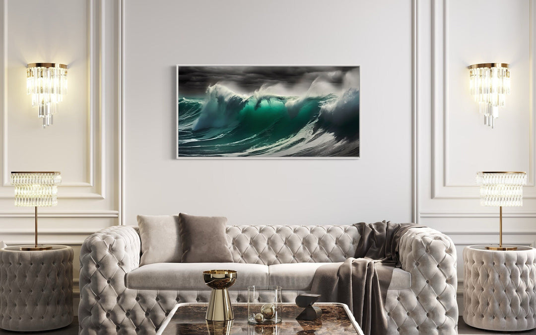 Ocean Wave Photography Framed Canvas Wall Art