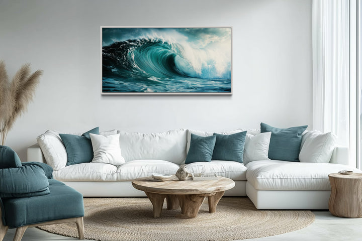 Ocean Wave Photography Framed Canvas Wall Art