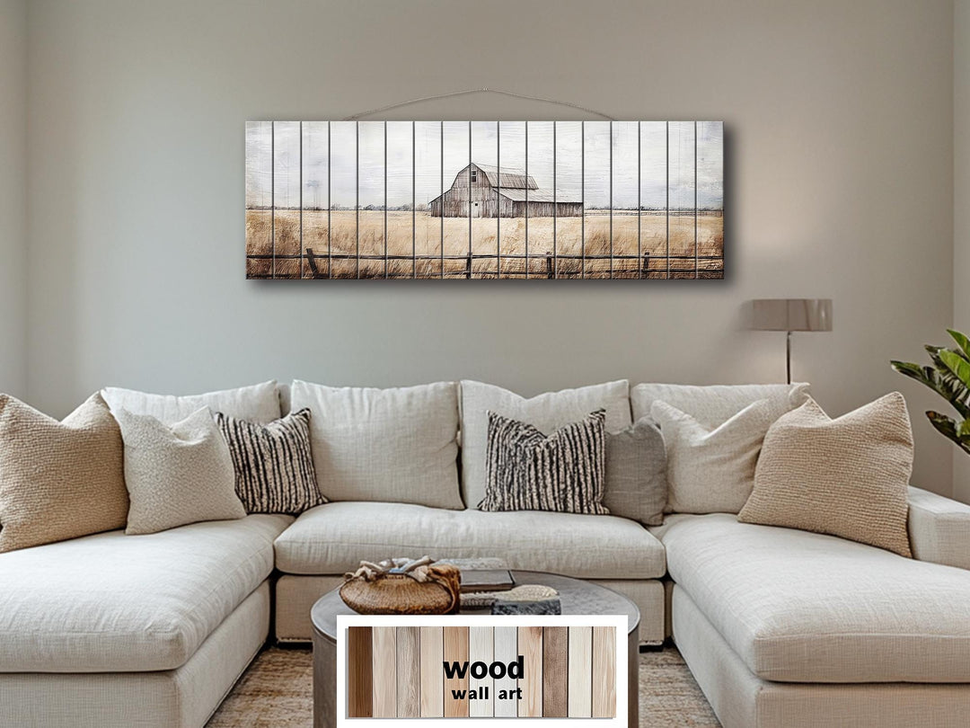 Old Barn Long Horizontal Rustic Distressed Wood Wall Art