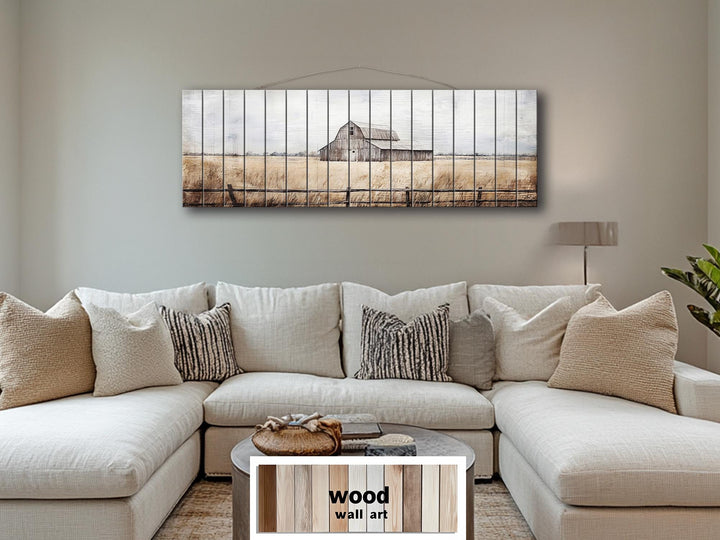 Old Barn Long Horizontal Rustic Distressed Wood Wall Art
