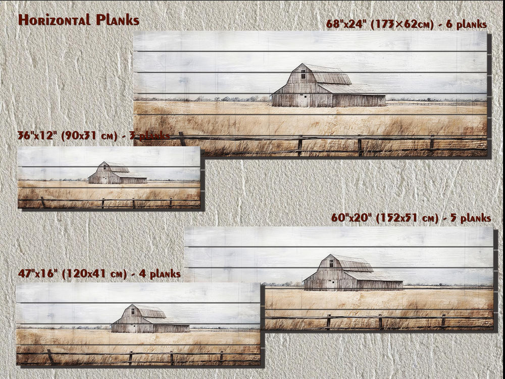 Old Barn Long Horizontal Rustic Distressed Wood Wall Art