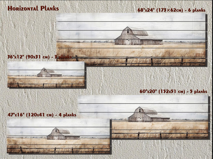 Old Barn Long Horizontal Rustic Distressed Wood Wall Art