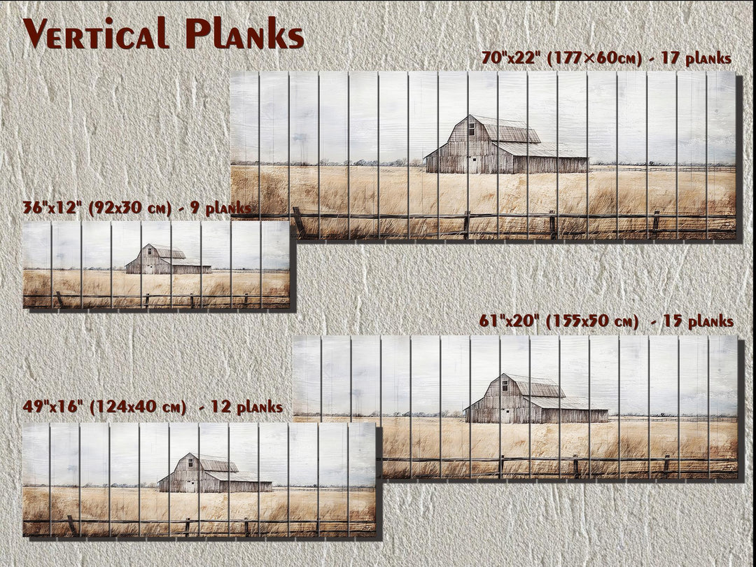 Old Barn Long Horizontal Rustic Distressed Wood Wall Art