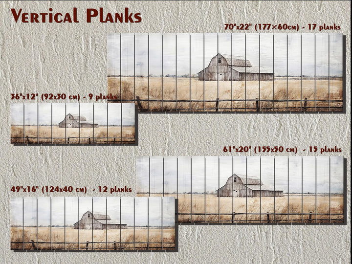 Old Barn Long Horizontal Rustic Distressed Wood Wall Art