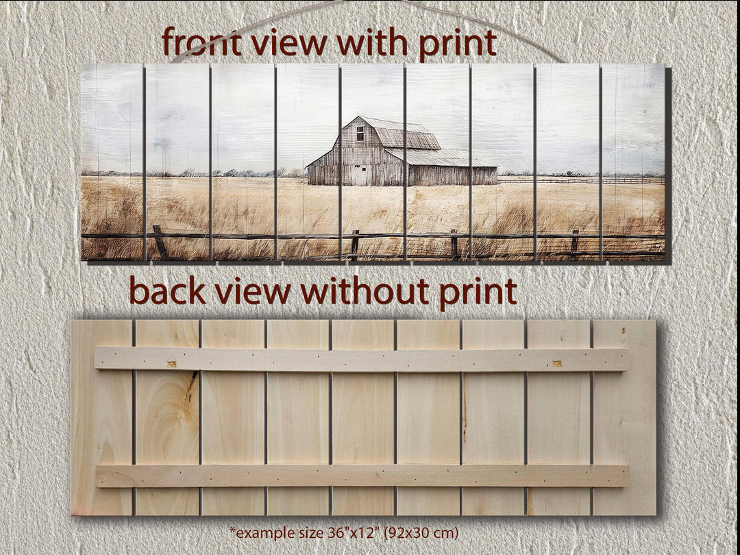 Old Barn Long Horizontal Rustic Distressed Wood Wall Art