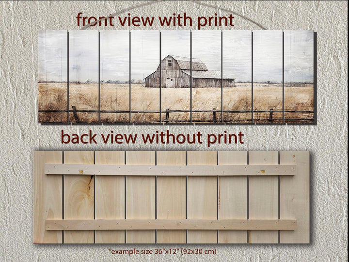 Old Barn Long Horizontal Rustic Distressed Wood Wall Art