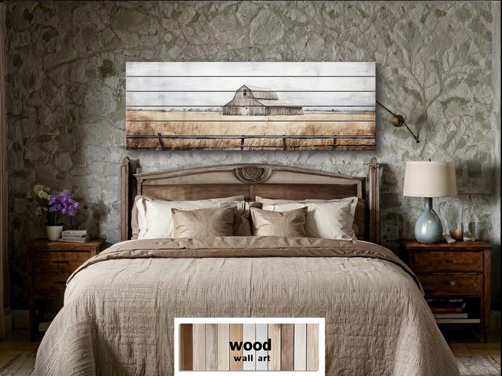 Old Barn Long Horizontal Rustic Distressed Wood Wall Art