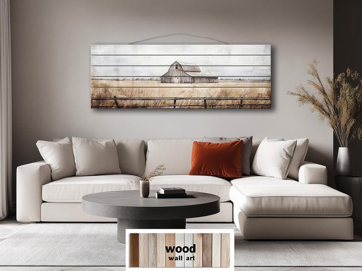 Old Barn Long Horizontal Rustic Distressed Wood Wall Art