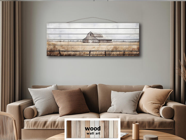 Old Barn Long Horizontal Rustic Distressed Wood Wall Art