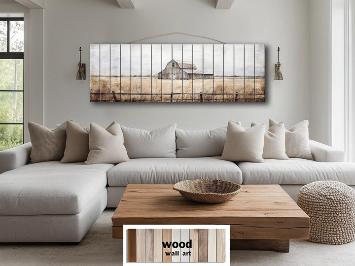 Old Barn Long Horizontal Rustic Distressed Wood Wall Art
