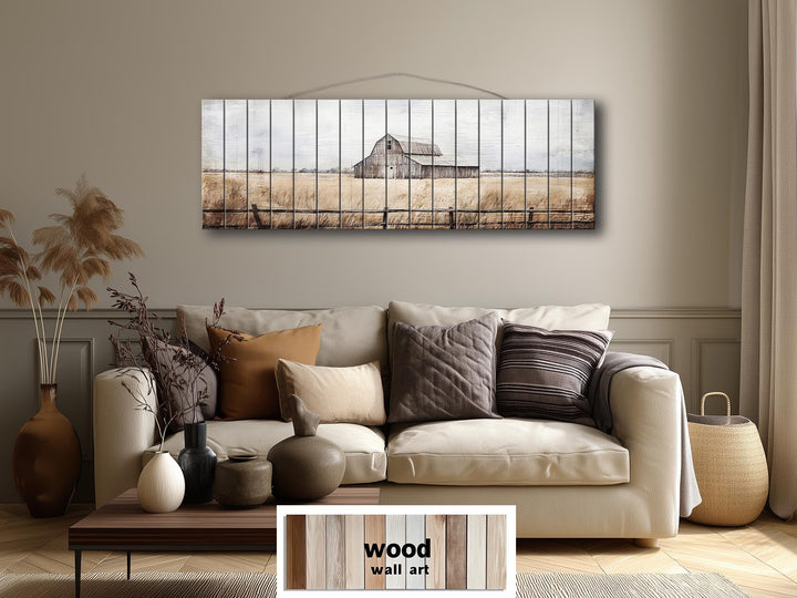 Old Barn Long Horizontal Rustic Distressed Wood Wall Art