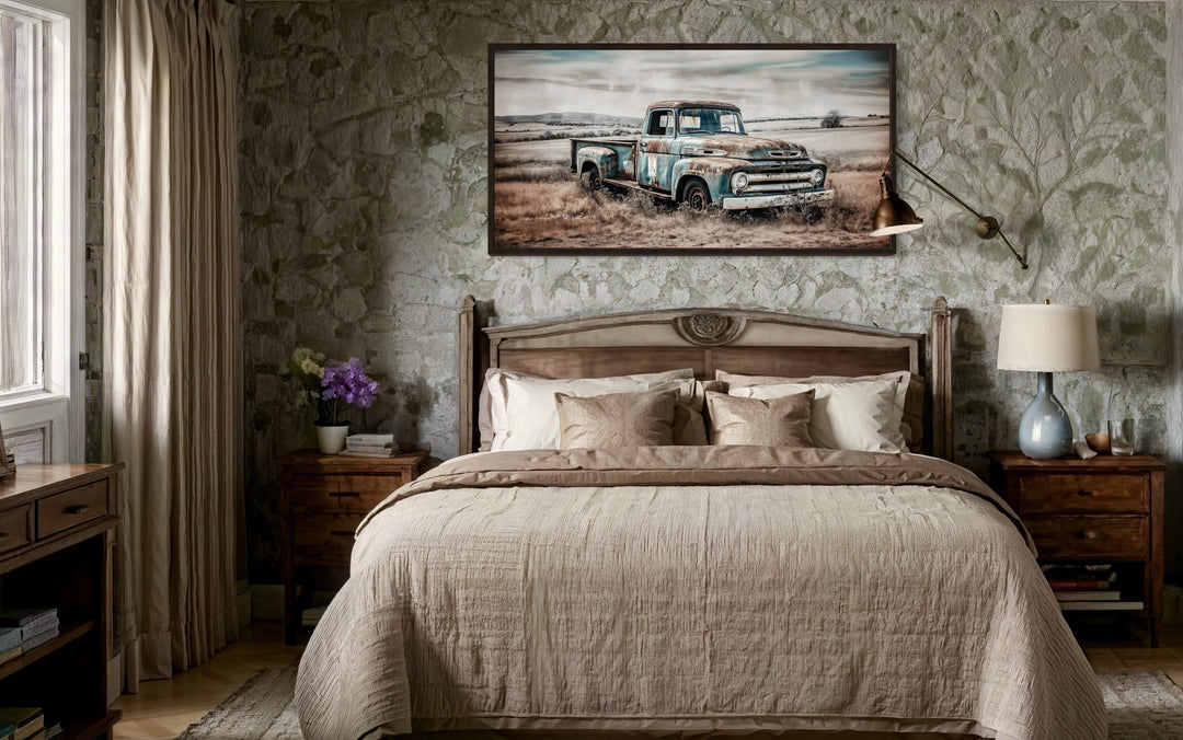 Old Blue Truck Rustic Chic Farmhouse Wall Decor