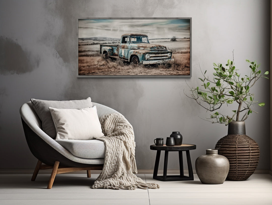 Old Blue Truck Rustic Chic Farmhouse Wall Decor