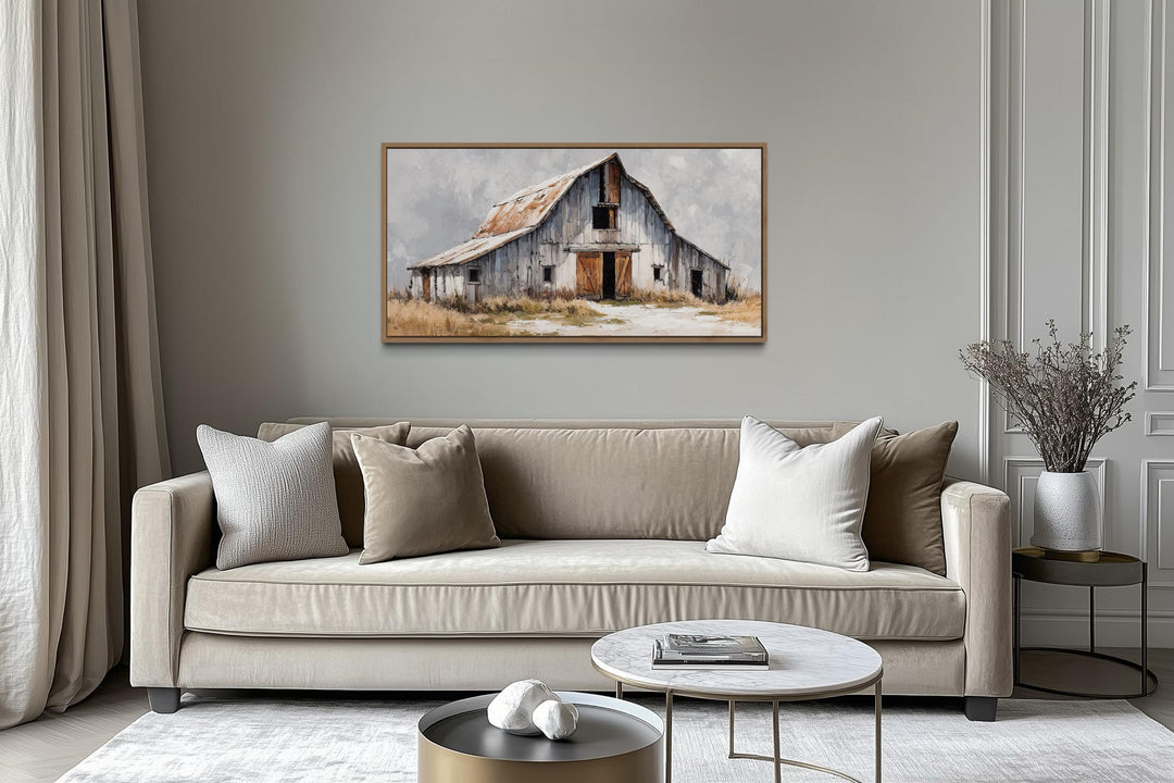 Old Grey Barn Close Up Rustic Farmhouse Canvas Wall Art