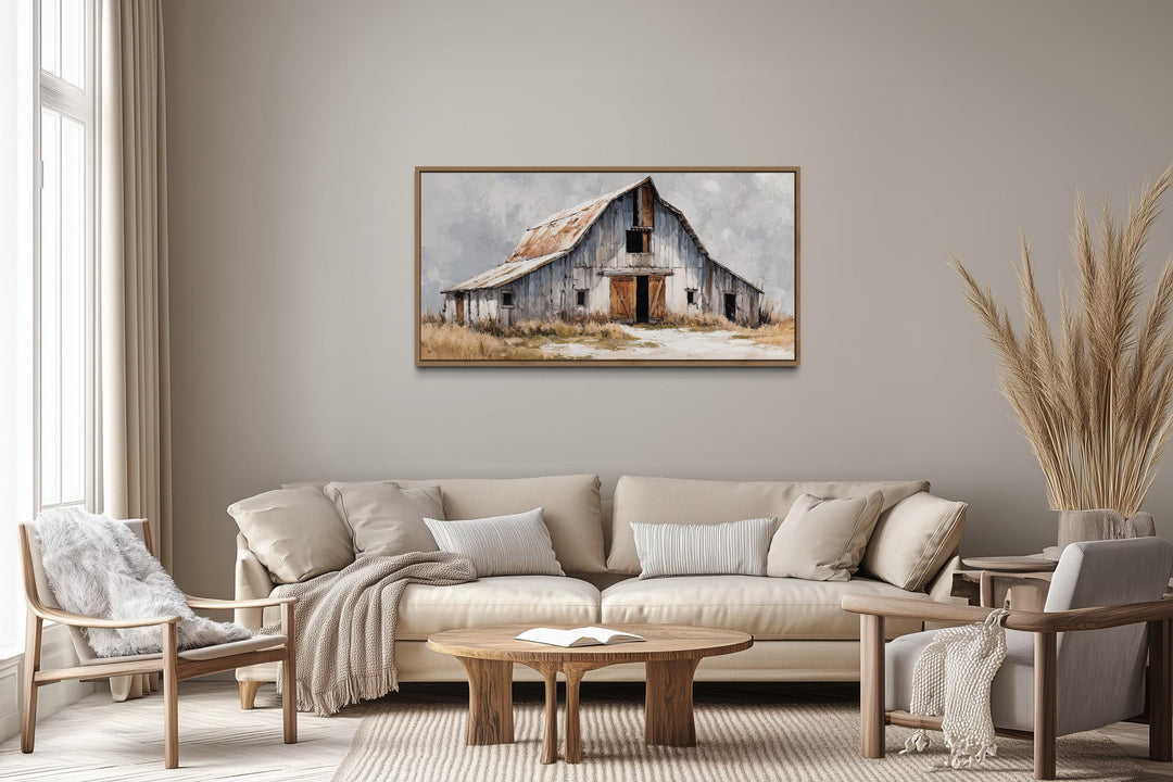 Old Grey Barn Close Up Rustic Farmhouse Canvas Wall Art