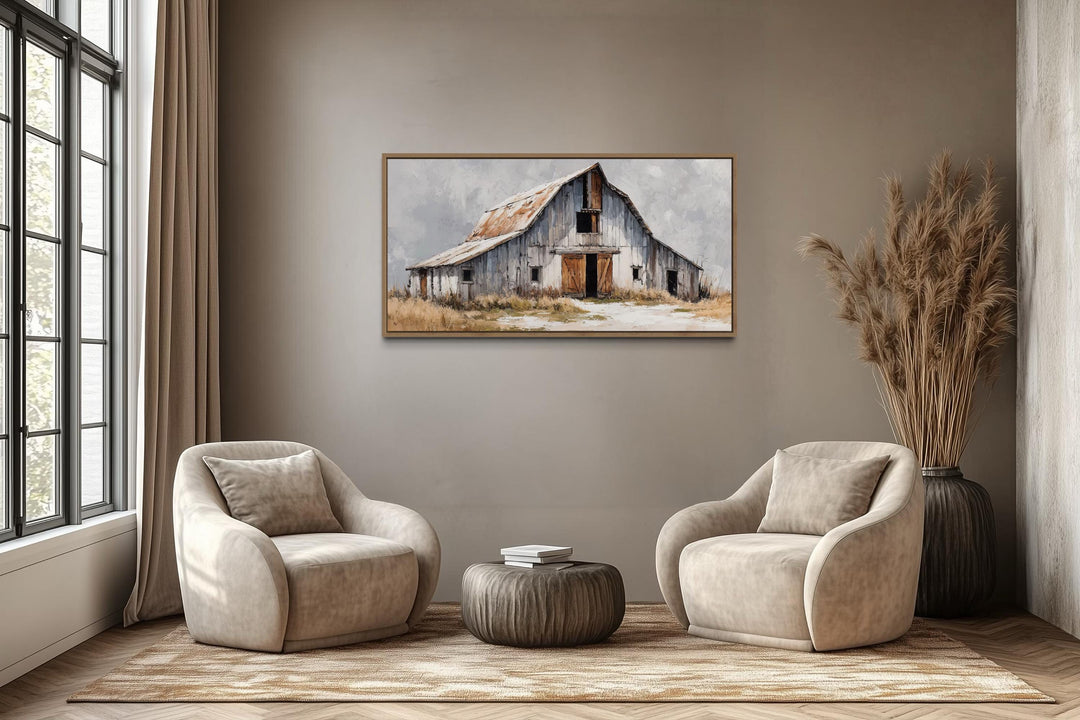 Old Grey Barn Close Up Rustic Farmhouse Canvas Wall Art