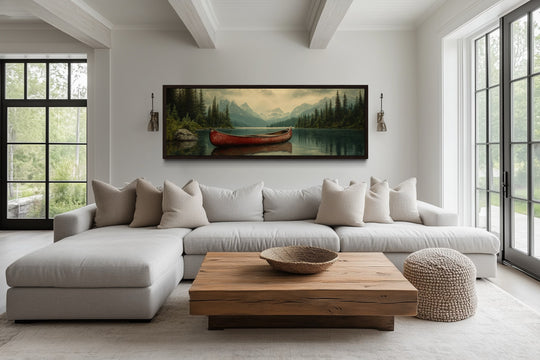 Upgrade Your 20x10 Inches 'Modern Minimalist Night Lake Wall Art' Canvas To 48x24 Inches