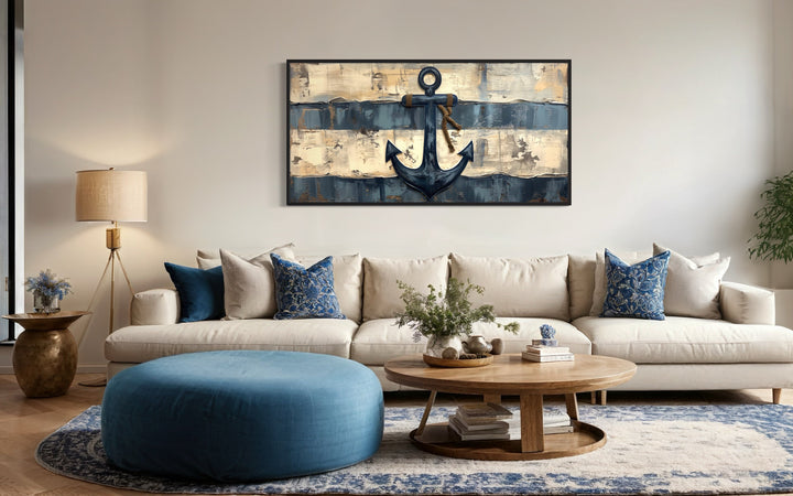 Old Ship Anchor Distressed Painting Nautical Framed Canvas Wall Art