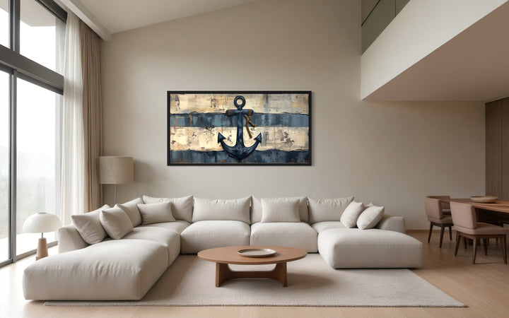 Old Ship Anchor Distressed Painting Nautical Framed Canvas Wall Art