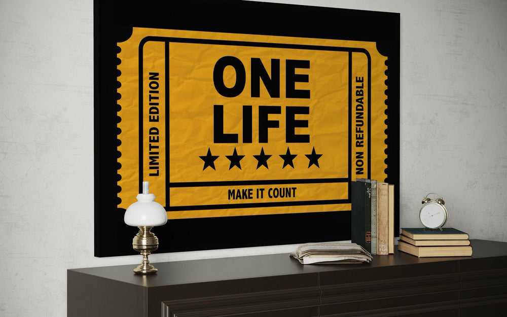 One Life Ticket Framed Canvas Wall Art - Motivational Wall Decor