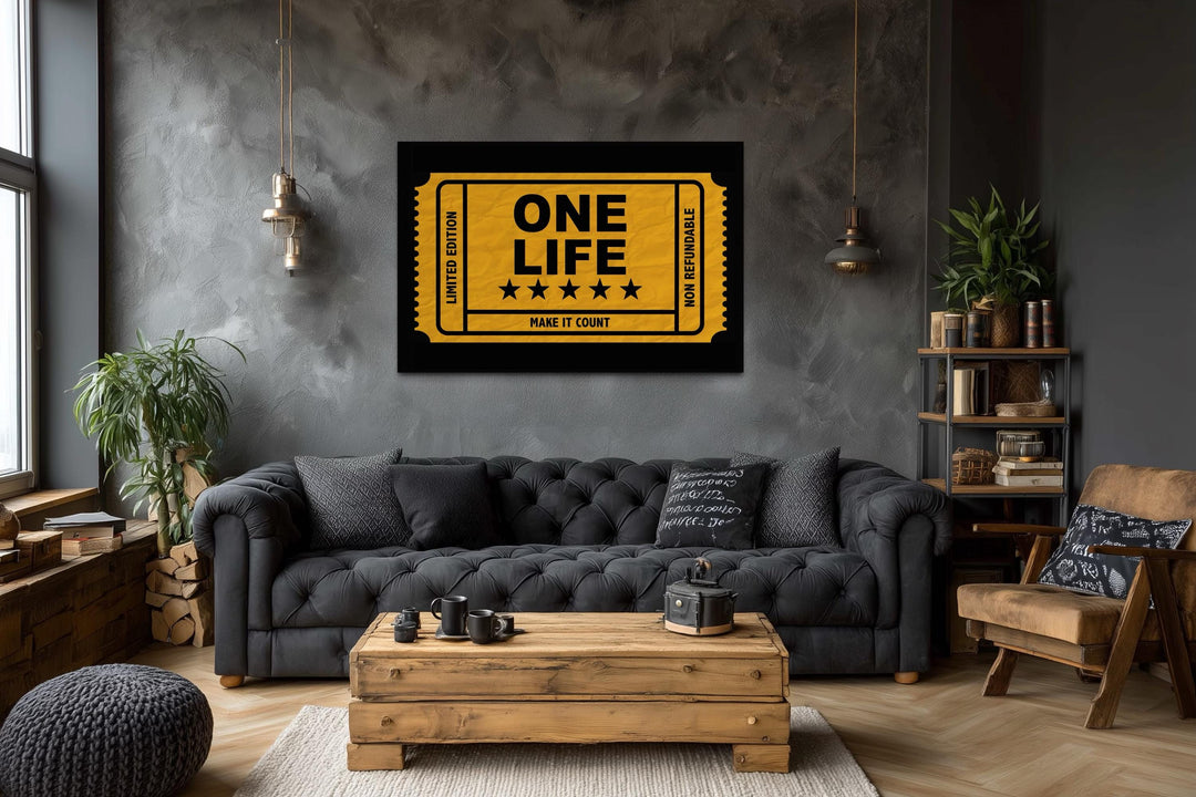 One Life Ticket Framed Canvas Wall Art - Motivational Wall Decor