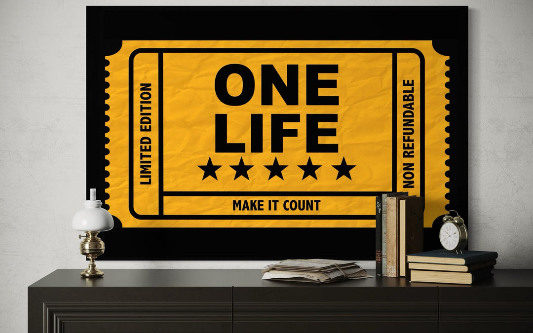 One Life Ticket Framed Canvas Wall Art - Motivational Wall Decor