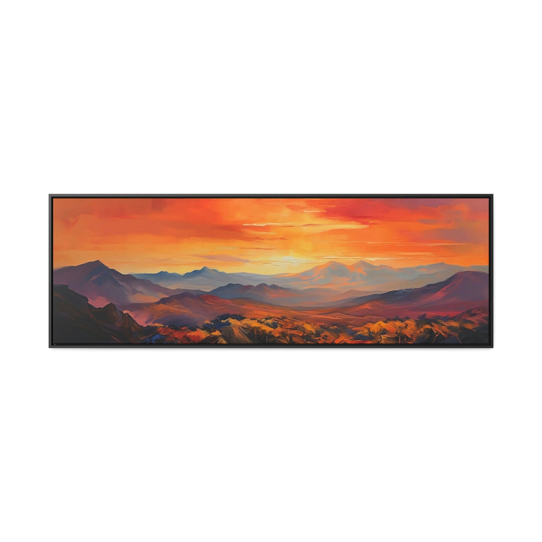 Orange Mountain Sunset Horizontal Framed Canvas Wall Art