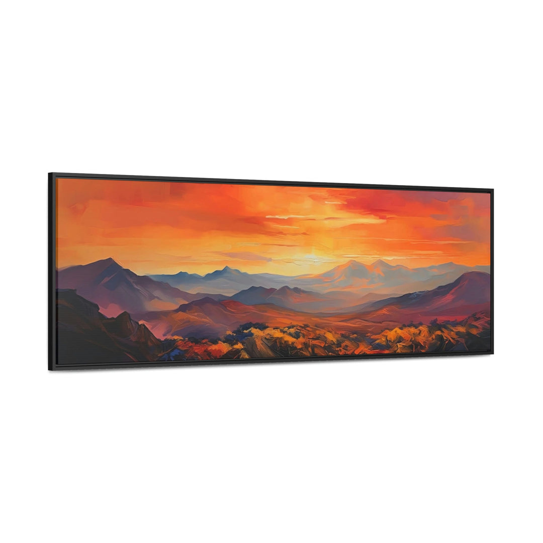 Orange Mountain Sunset Horizontal Framed Canvas Wall Art