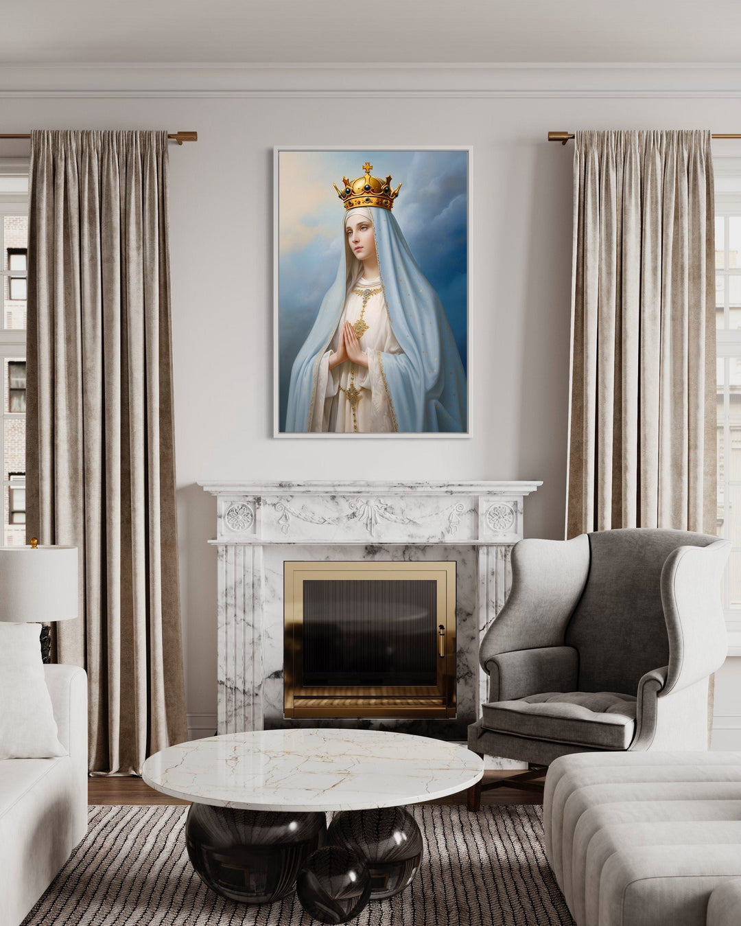 Our Lady of Fatima Framed Canvas Wall Art